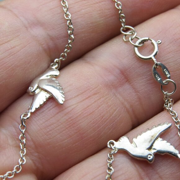 *925 Sterling Silver Ankle Bracelet Birds - Picture 3 of 4